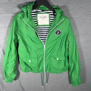Abercrombie & Fitch Green Windbreaker Jacket Sailor Stripe Y2K Nautical Large